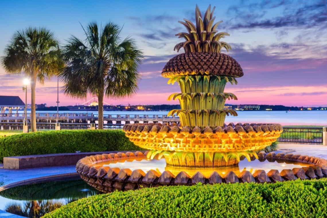 Pineapple Fountain in Waterfront Park Charleston SC - - A Local’s Guide to Charleston SC