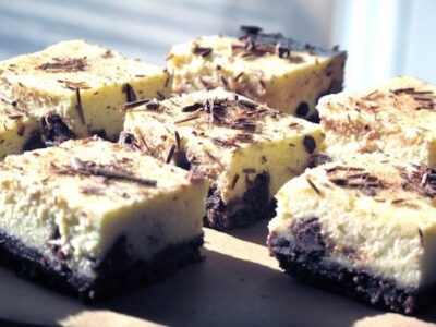 Brownie Brittle Eggnog Cheesecake Bars