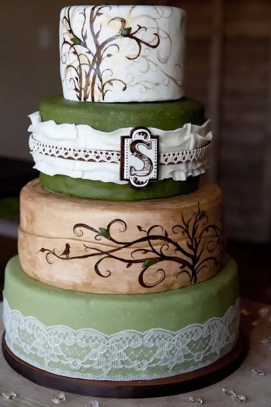 Green Rustic Wedding Cake