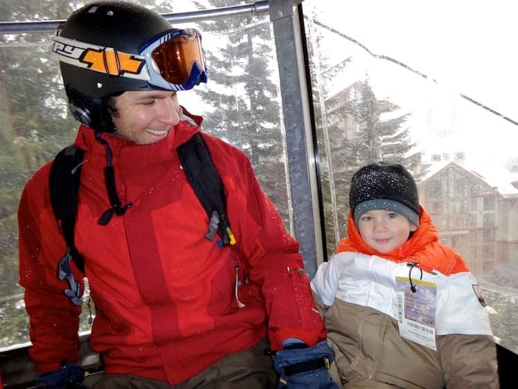 Father and son in Whistler Gondola