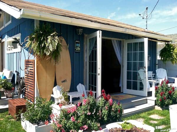 cute beach cottage with french doors and outdoor shower