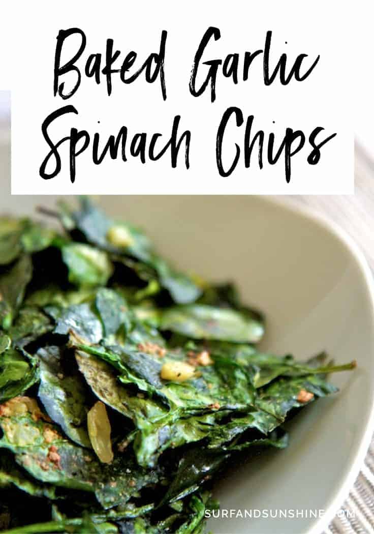 baked garlic spinach chips