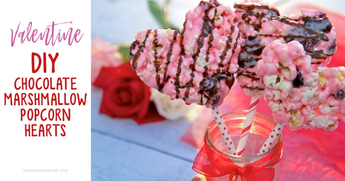 diy valentine chocolate marshmallow popcorn hearts recipe FB twitter 1