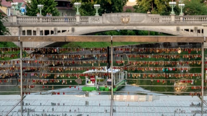 Love locks on Mesarski Most, Serbia