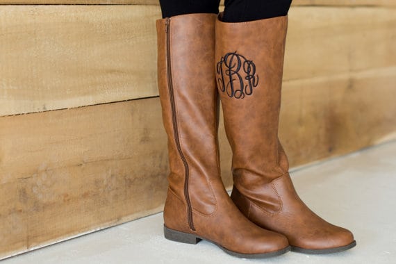 monogramed zip up riding boots trendy boots for fall