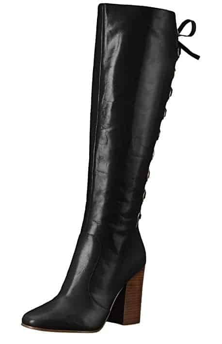 Designer black riding boots with lace up detail trendy boots for fall