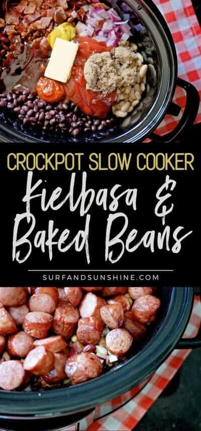 crockpot slow cooker smoked kielbasa and bbq baked beans recipe