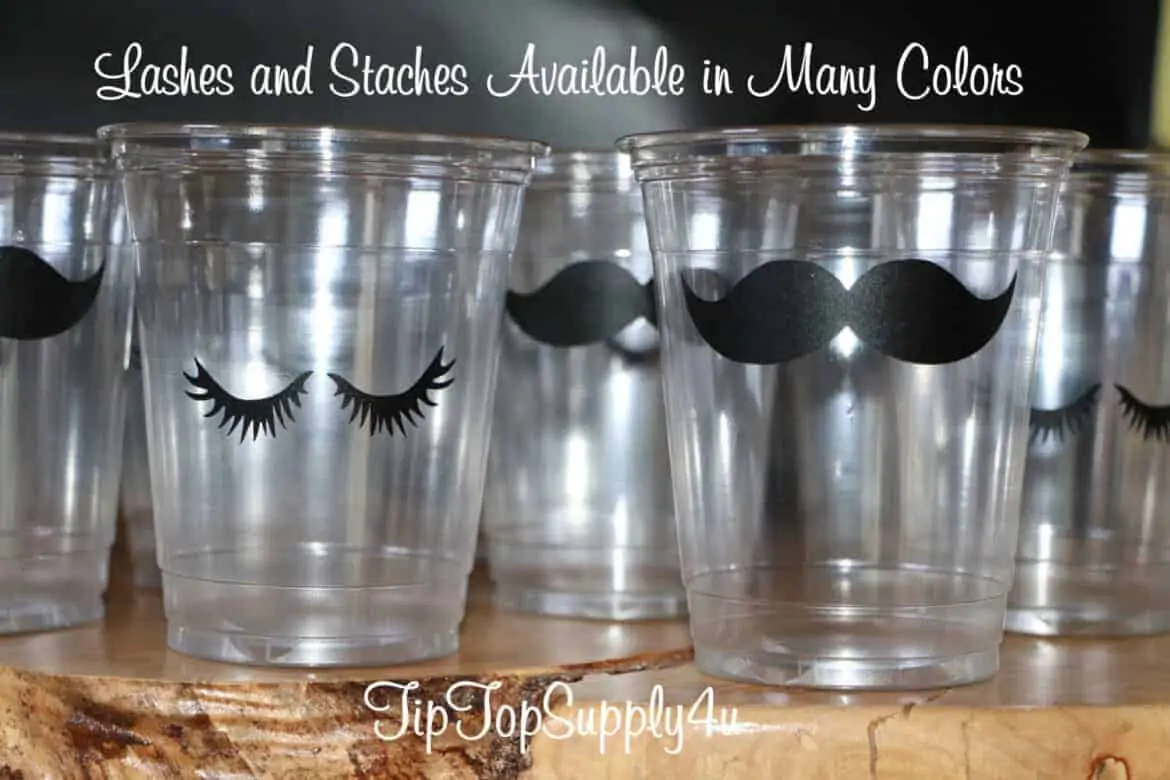 gender reveal party ideas  lashes and stashes cups