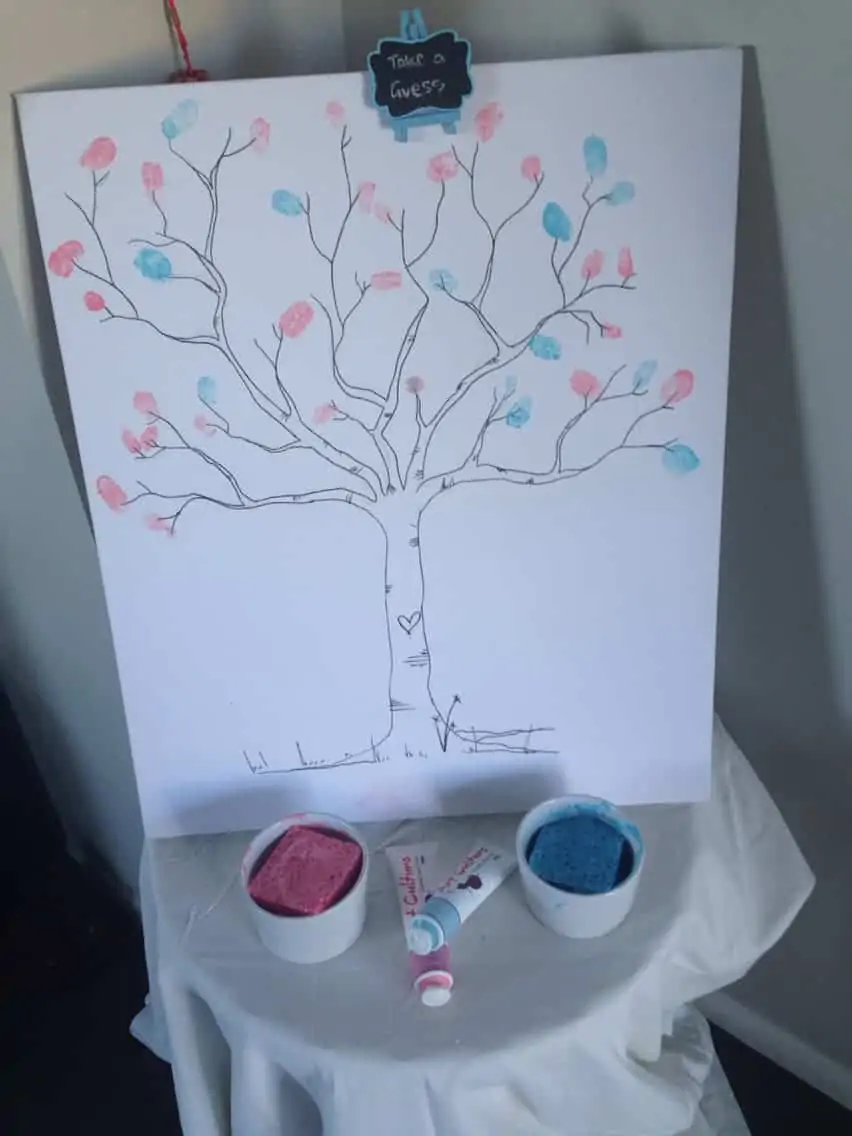 gender reveal party ideas thumbprint tree
