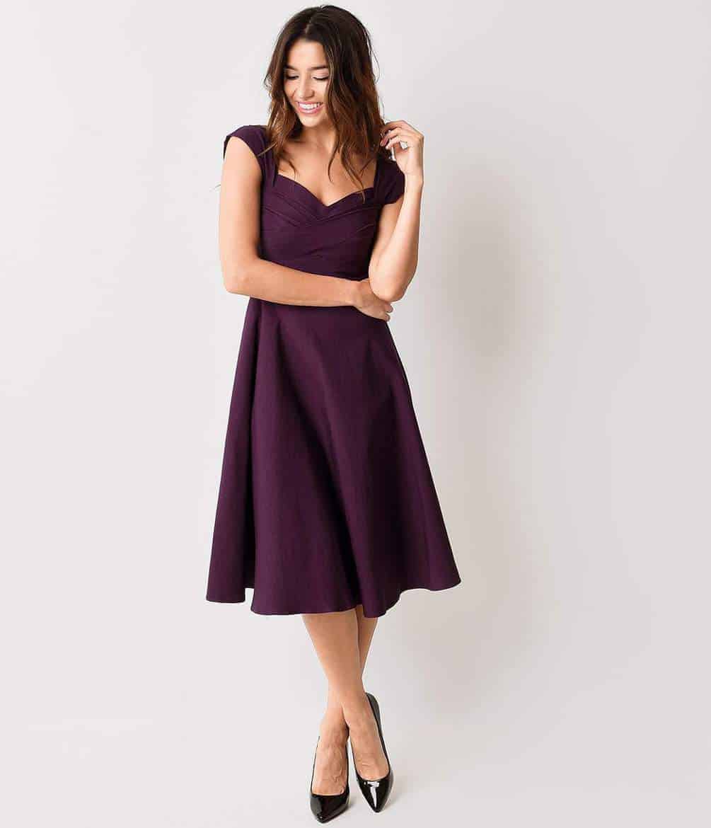 purple swing dress