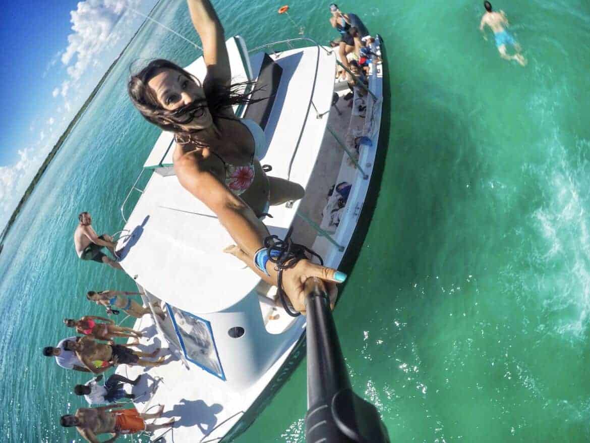 jeana jumping off boat in ocean
