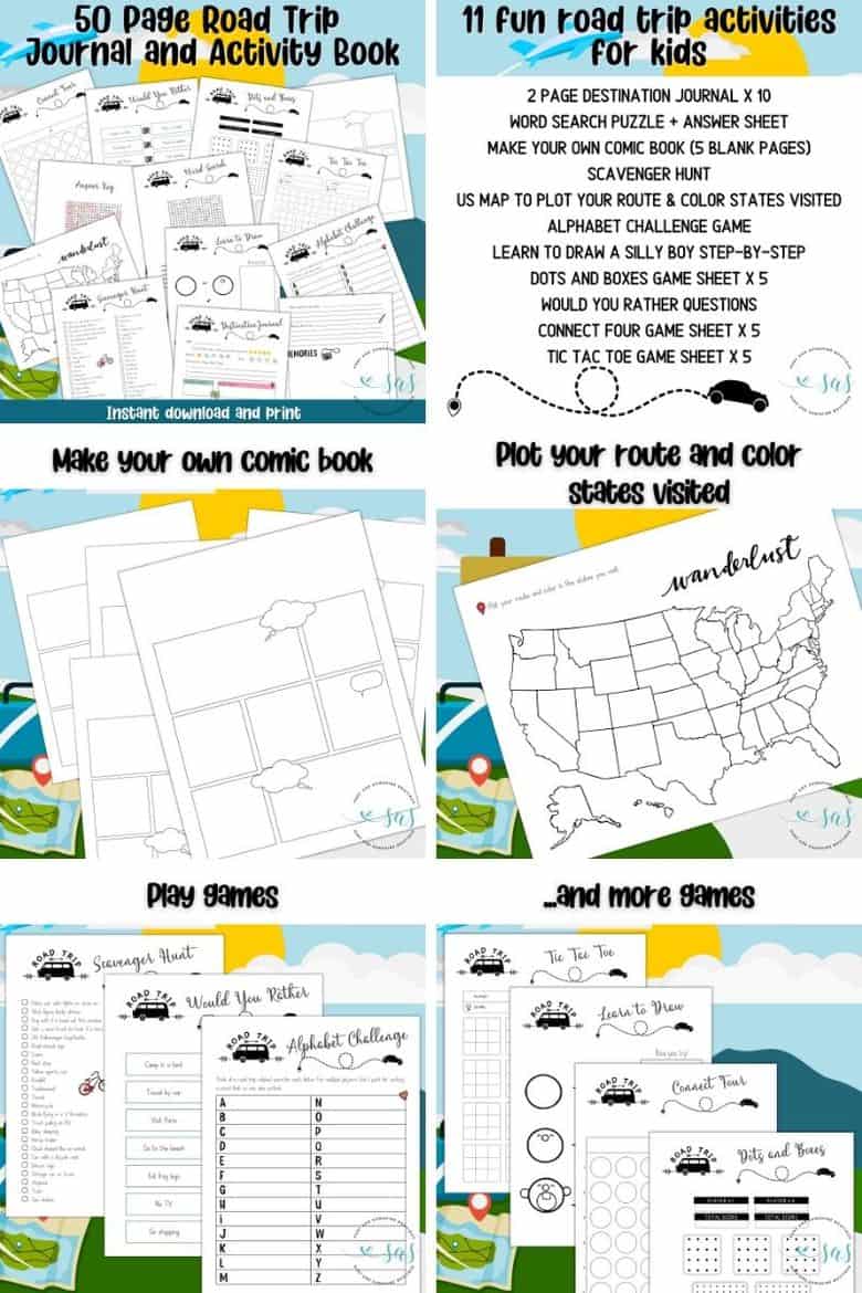printable road trip activity kit