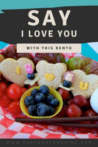 turkey and cheese sandwich bento  for kids to say i love you 