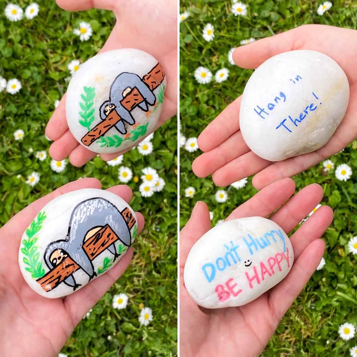 sloth kindness rock painting