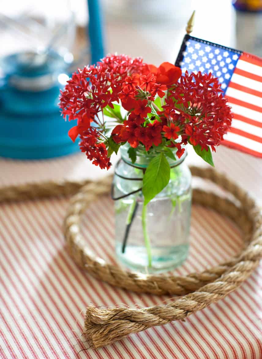 Easy Fourth of July DIY Decorations and Recipe Ideas Fourth of July floral centerpiece