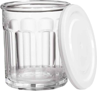 glass cups with lids