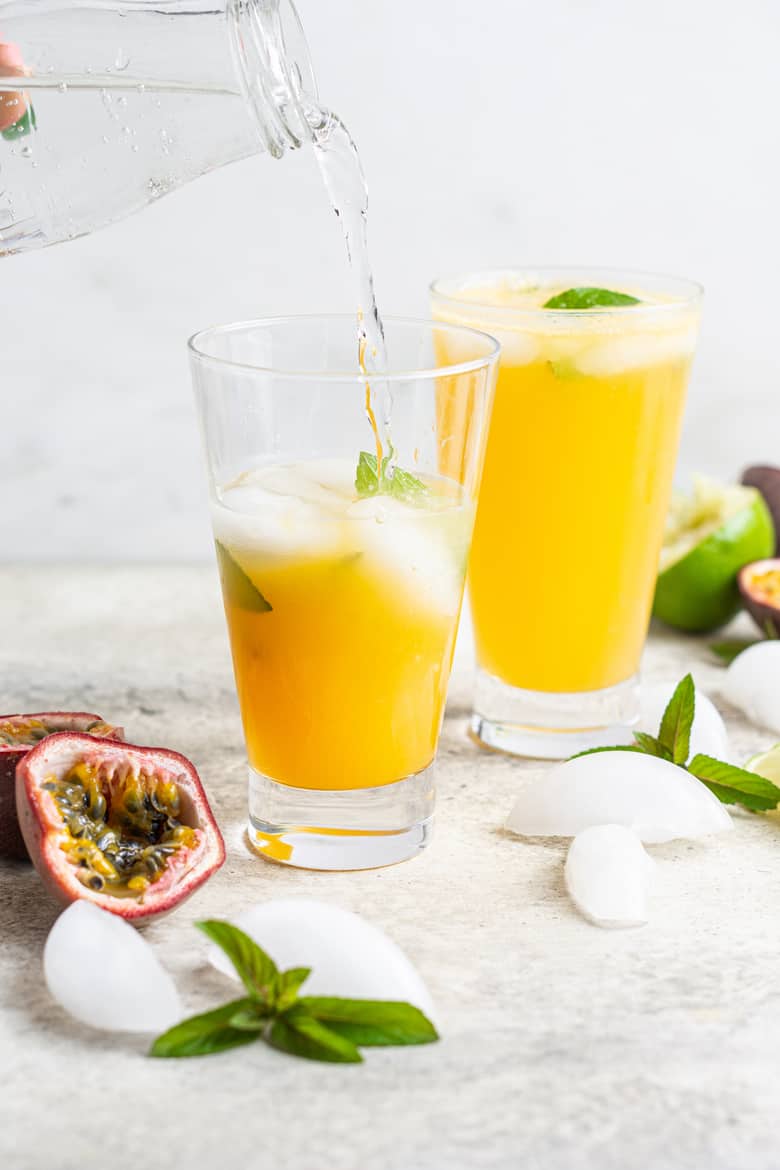 passion fruit cocktail recipe with lime and gin or vodka