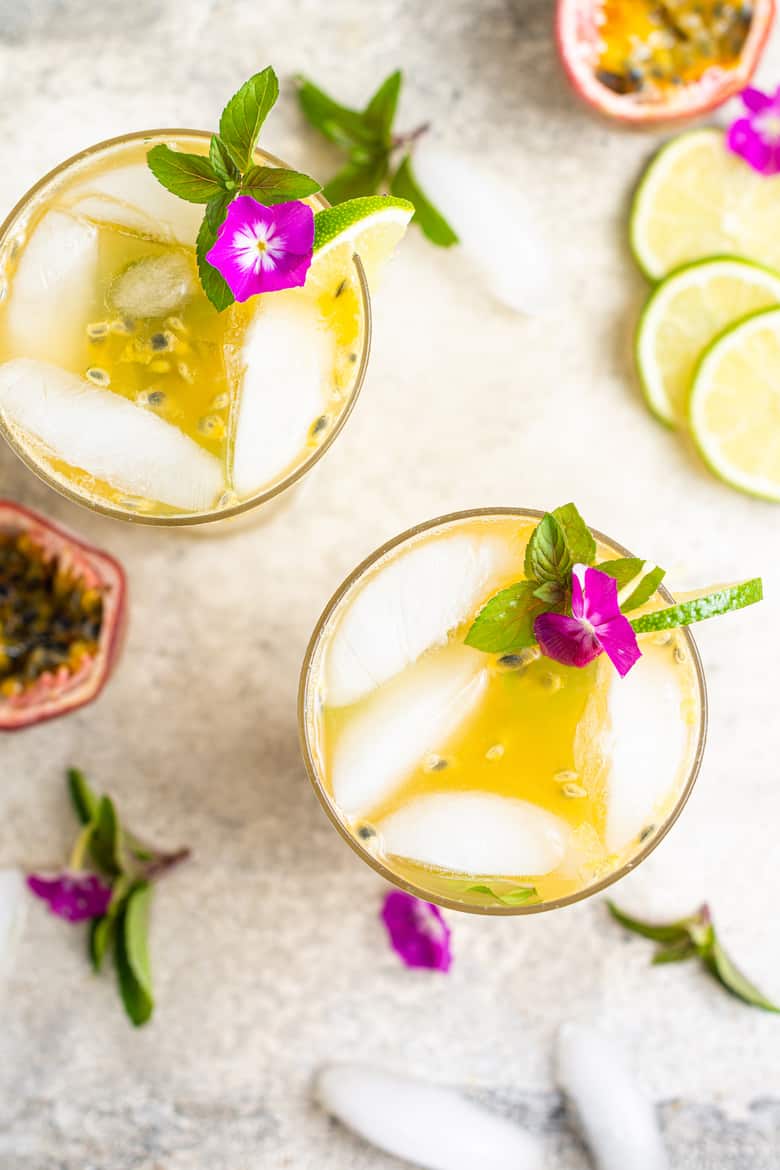 passion fruit cocktail recipe with lime and gin or vodka