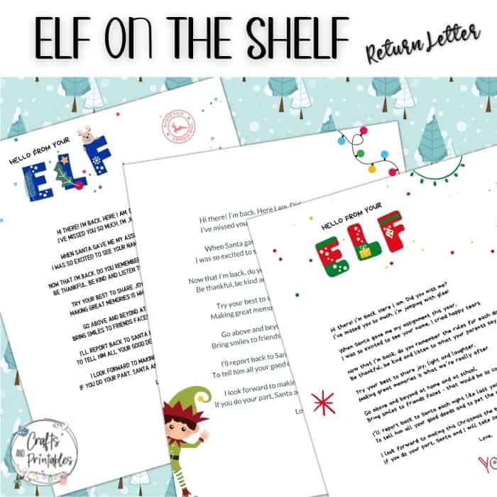 Elf on the Shelf Return Letter Printable