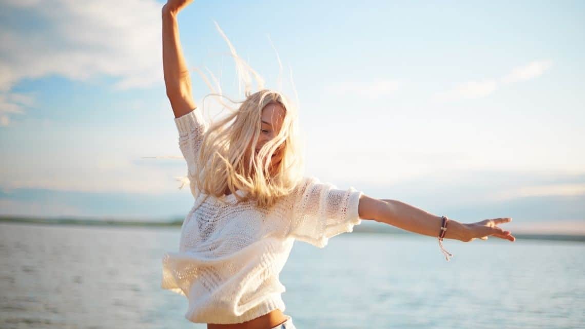 happy woman on the beach