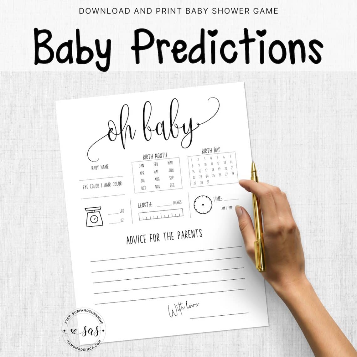 baby shower printable baby predictions and advice - Baby Shower Ideas on a Budget - Baby Shower Ideas on a Budget