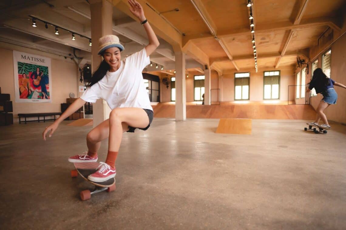 girl skateboarding - -
