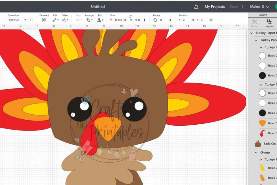 Paper Bag Turkey Craft Cricut SVG File - - Free Paper Bag Turkey Craft for Kids