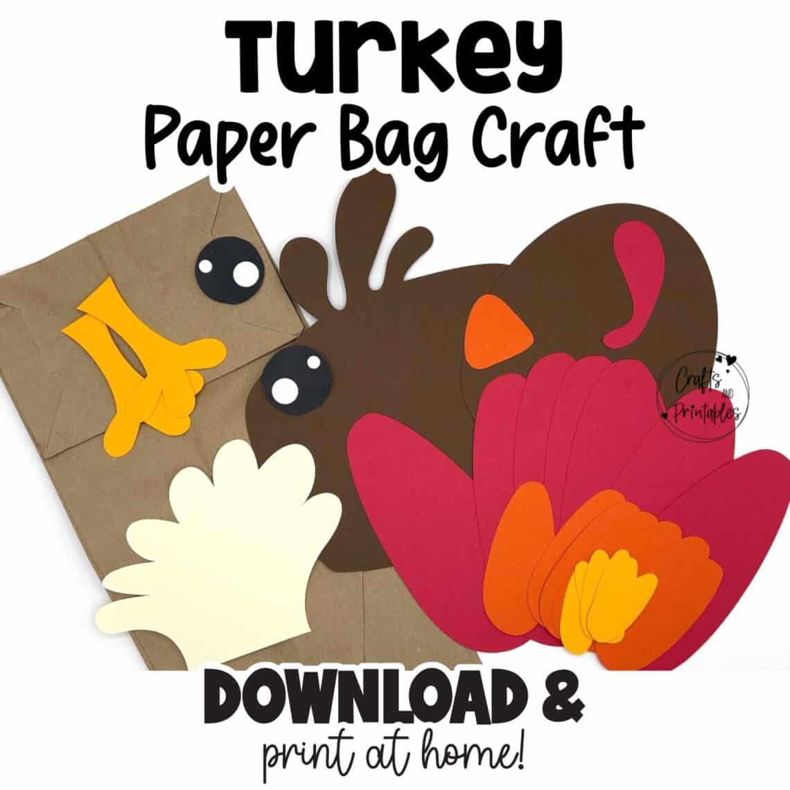 Paper Bag Turkey Craft Pieces - - Free Paper Bag Turkey Craft for Kids
