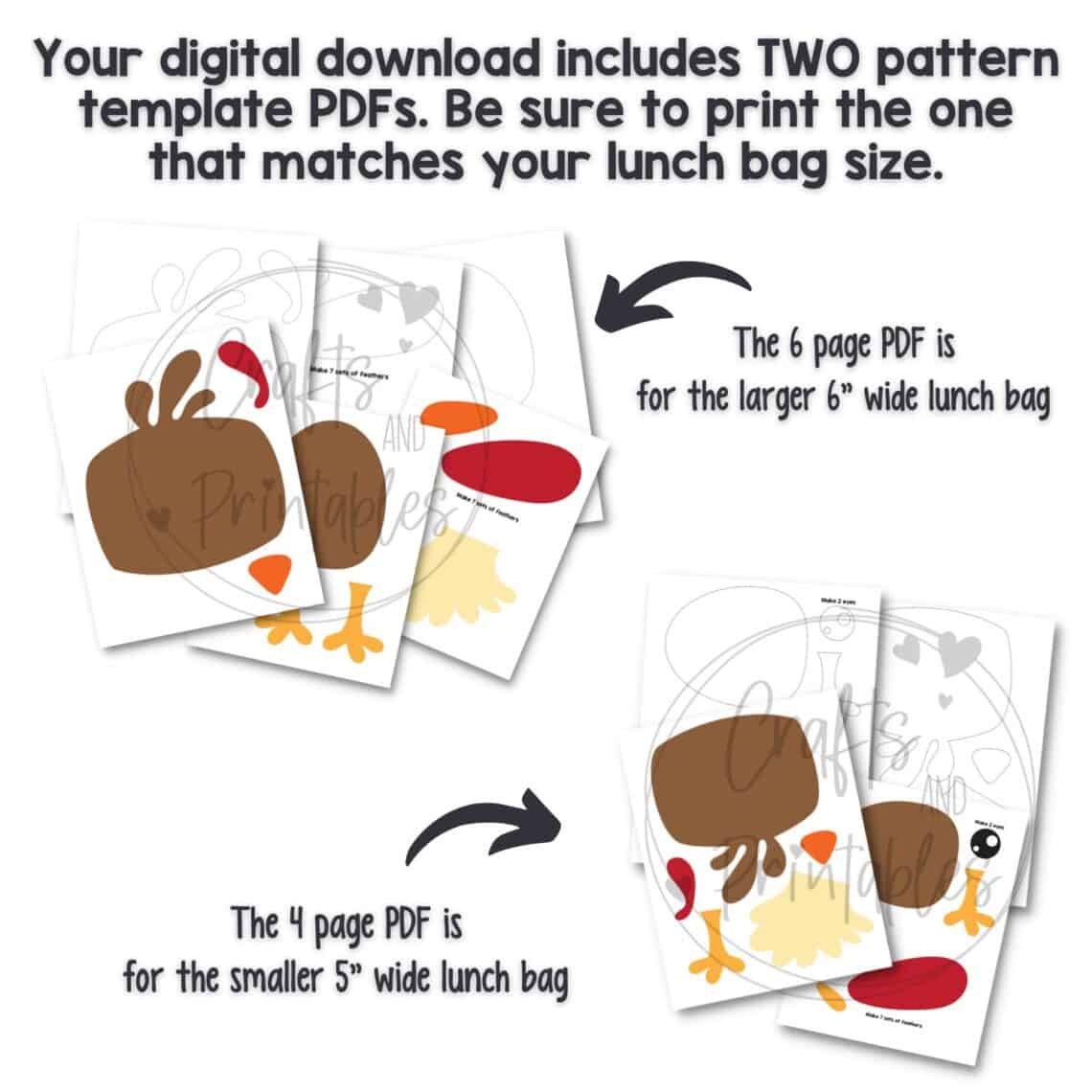 Paper Bag Turkey Craft Two PDFs - - Free Paper Bag Turkey Craft for Kids