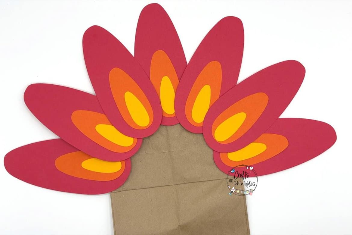 Paper Bag Turkey Craft in process - - Free Paper Bag Turkey Craft for Kids