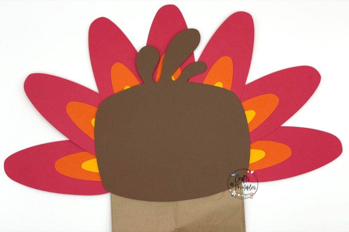 Paper Bag Turkey Craft in process - - Free Paper Bag Turkey Craft for Kids