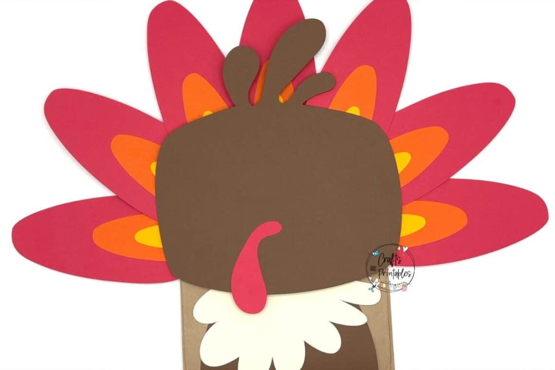 Paper Bag Turkey Craft in process - - Free Paper Bag Turkey Craft for Kids
