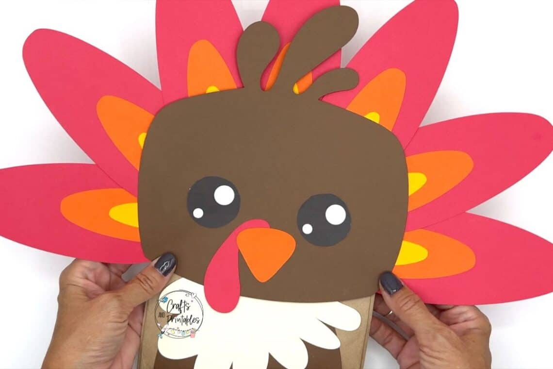 Paper Bag Turkey Craft in process - - Free Paper Bag Turkey Craft for Kids