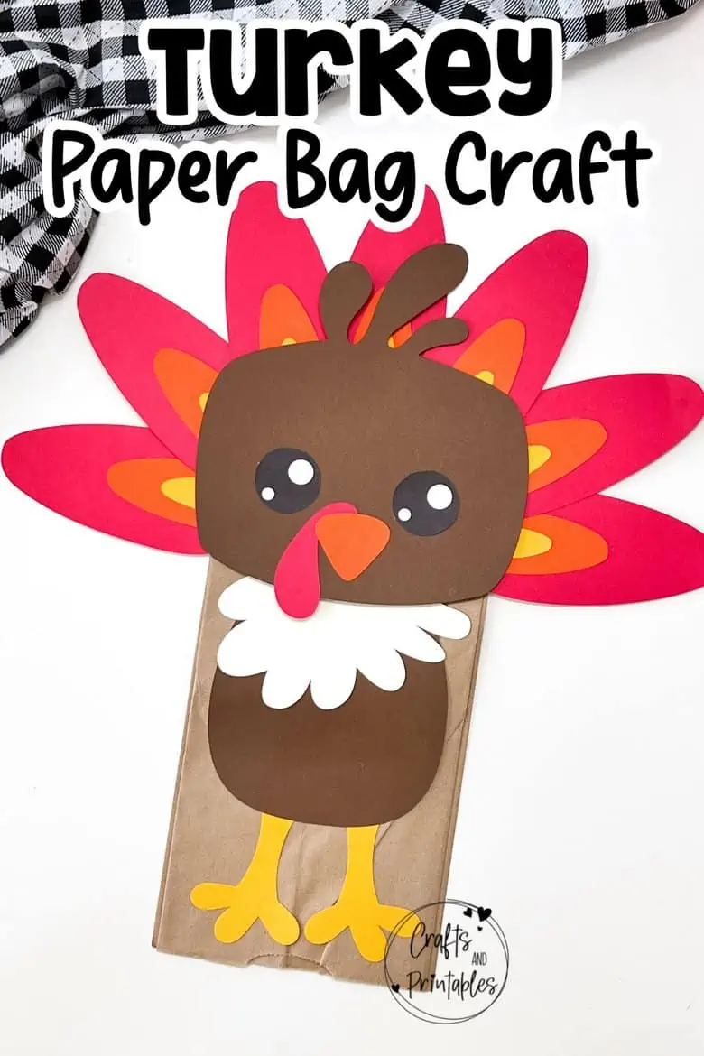 Paper Bag Turkey Craft pin -  - Free Paper Bag Turkey Craft for Kids