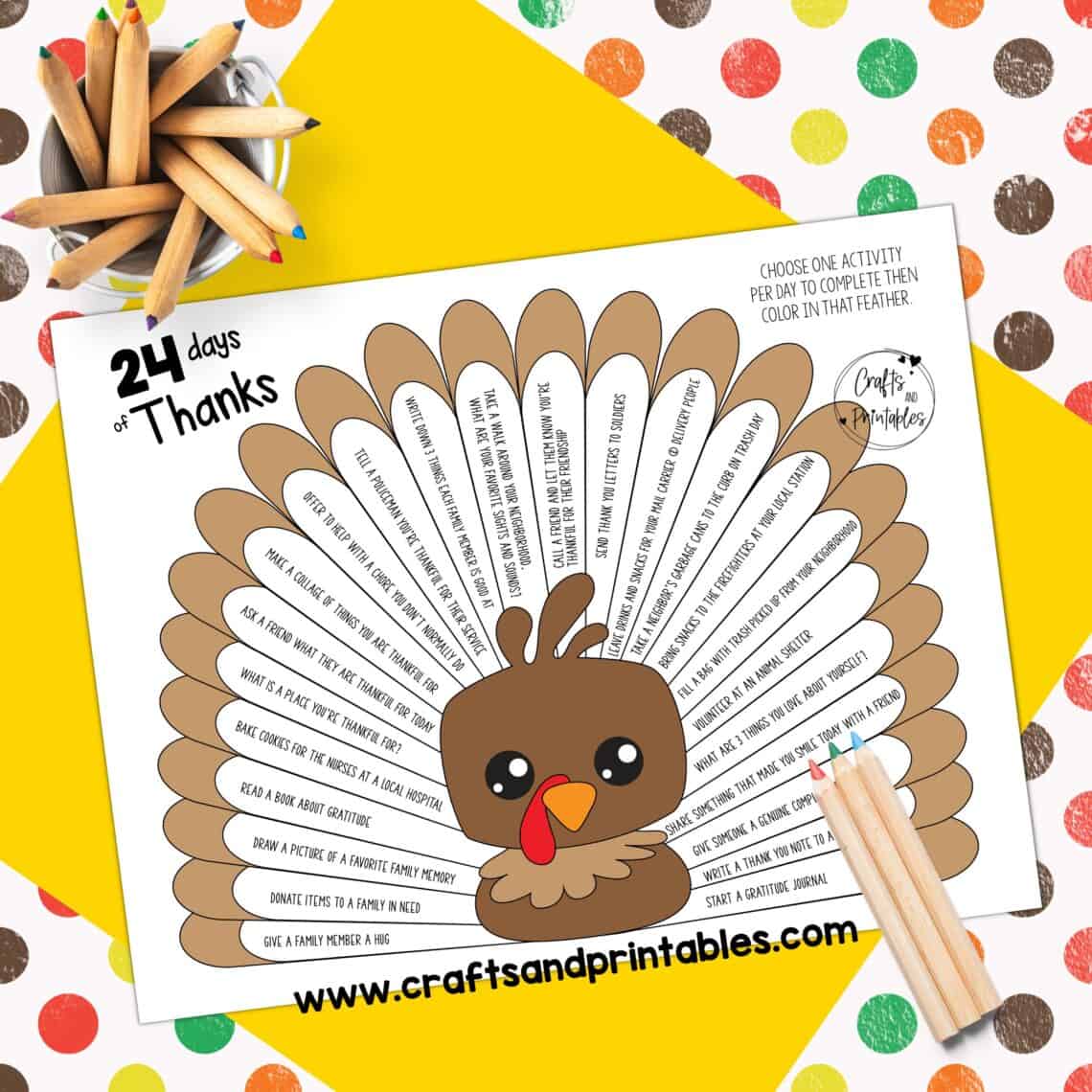 Thanksgiving Gratitude Activities - Days of Thanks Turkey Printable