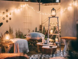 outdoor lighting with string lights