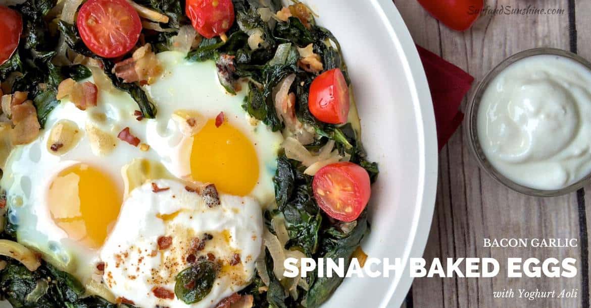 Keto Bacon And Spinach Egg Bake With Yogurt Aioli