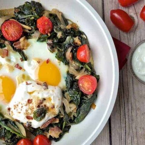 Bacon and Spinach Egg Bake with Yogurt Aoili