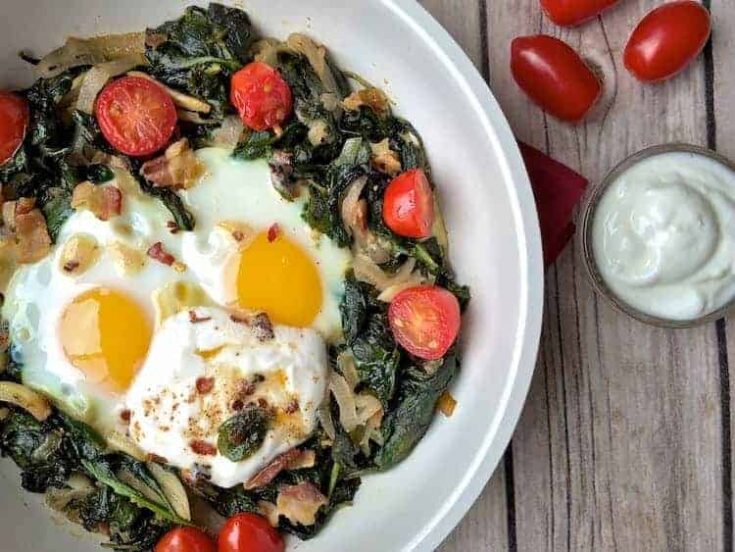 Bacon and Spinach Egg Bake with Yogurt Aoili