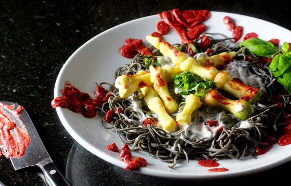 Spooky Halloween Recipe: Black Bean Spaghetti With AFRAID-O Sauce