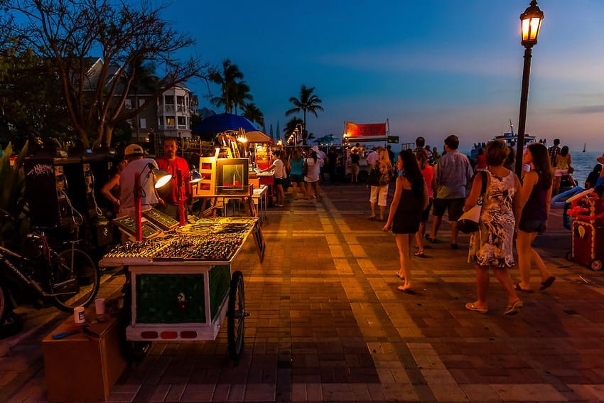 Sunset celebration, Mallory Square, Key West, Florida Keys, Florida USA