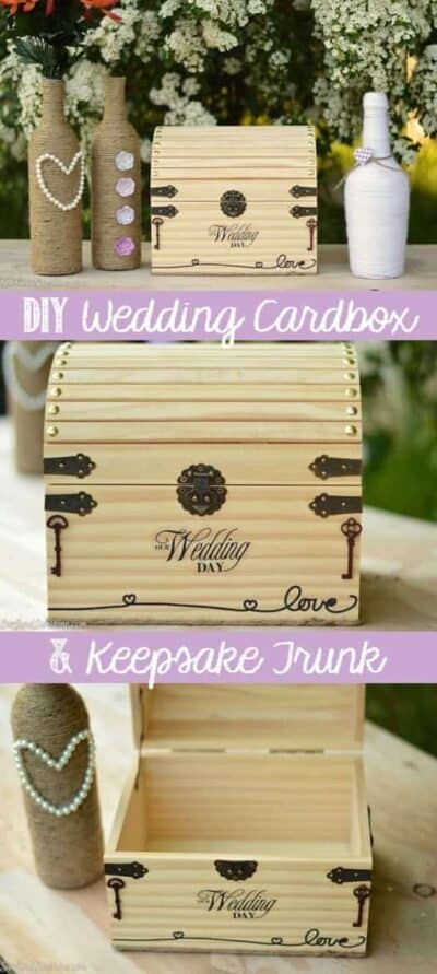 diy wedding cardbox and keepsake trunk