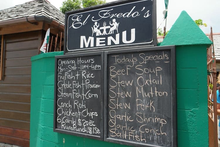 el fredo's menu st kitts