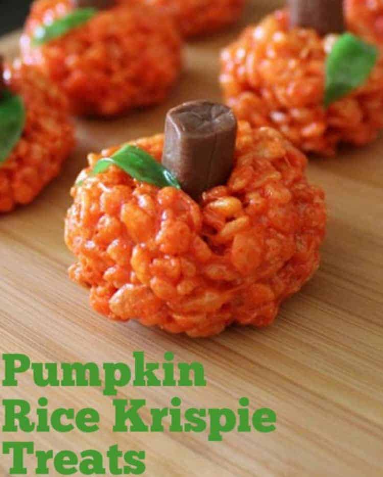 easy to make halloween desserts - pumpkin rice krispie treats