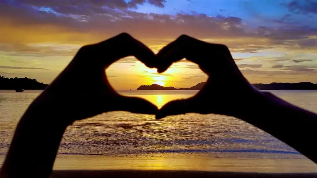 sunset heart silhouette